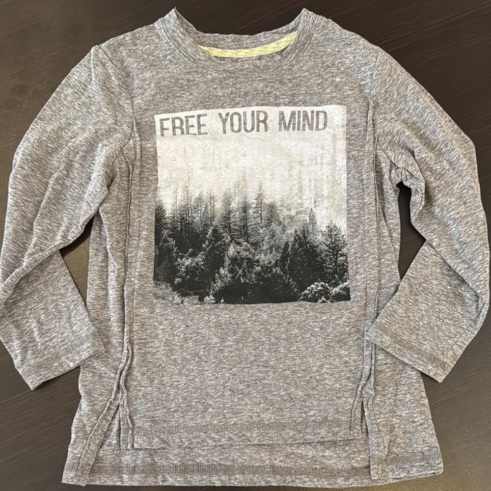 Art Class Gray Long Sleeve Tee with Graphic Design